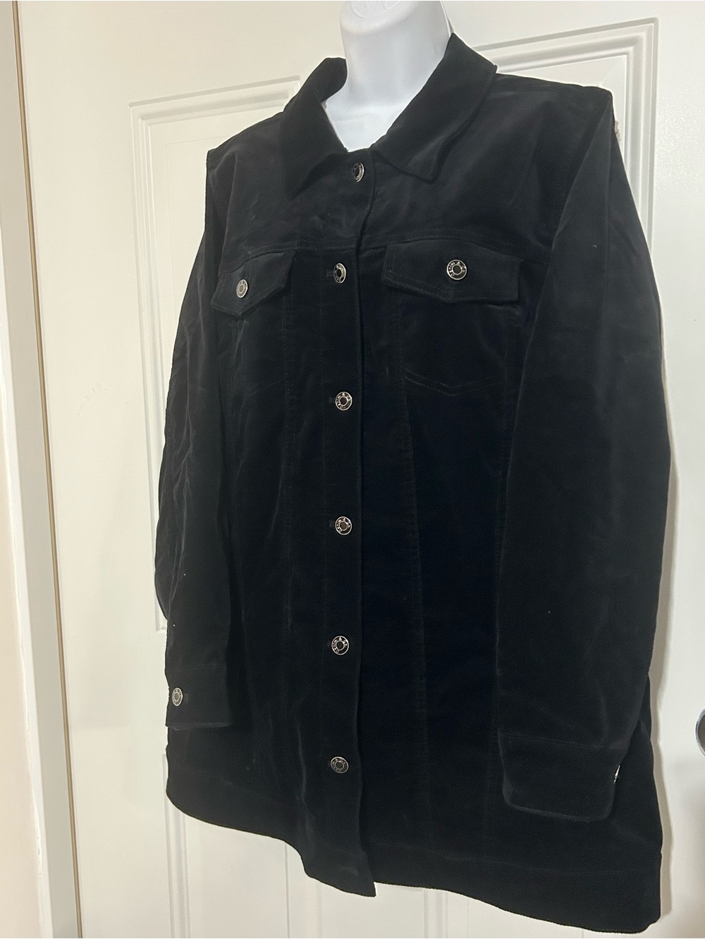 Denim&Co Black Button-Front Shirt Jacket